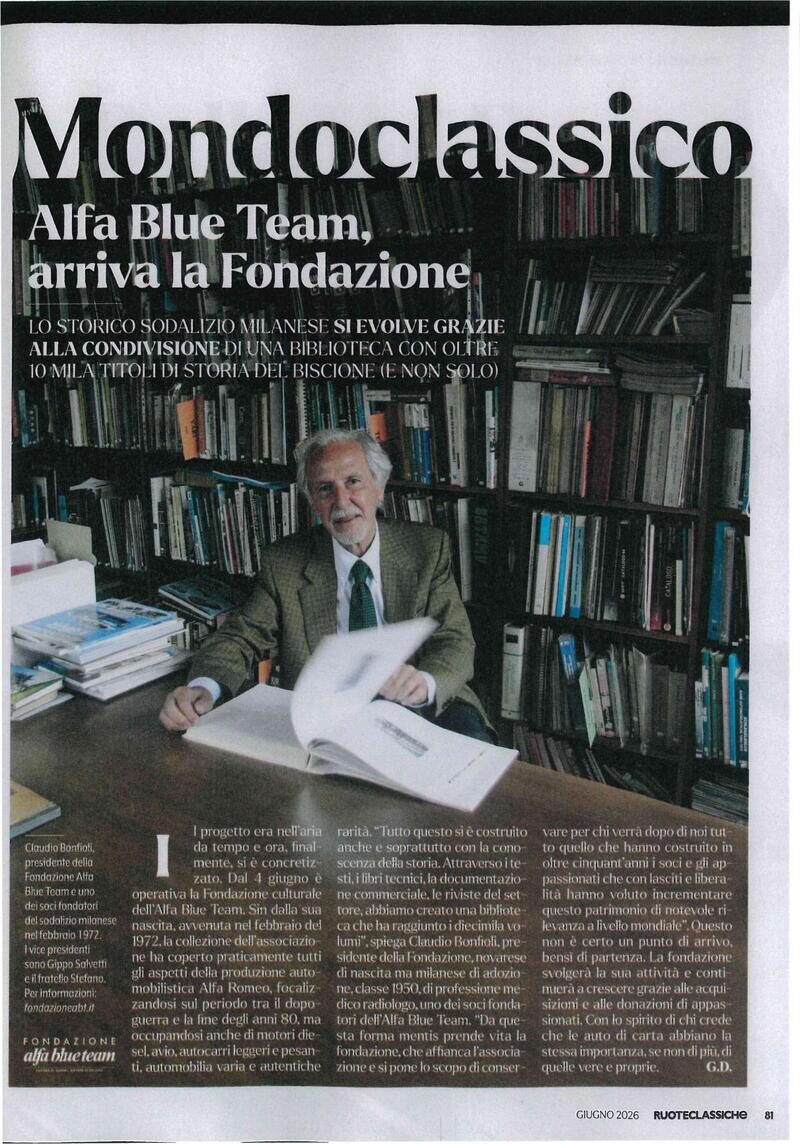 Ruoteclassiche — Alfa Blue Team, arriva la Fondazione
